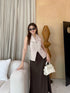 Collar Down Sleeveless Vest With Skirts Sets